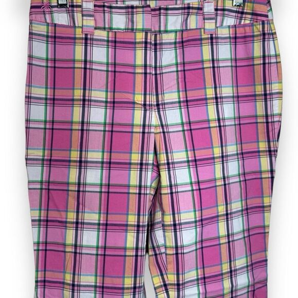 Vintage Lilly Pulitzer Main Line Fit Cropped Capri Pants Size 4 Pink Plaid - Picture 1 of 12
